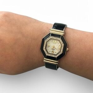 Vintage Chico's Black and Gold Women's Watch